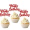 36PCS Happy Birthday Cupcake Toppers – Red Glitter Picks, 2.6"x3.9" for Party Cakes